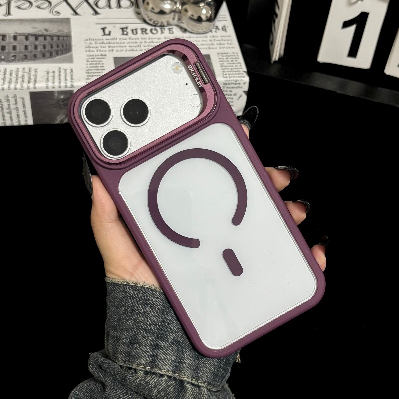 Magnetic Charging Stand - เคสโทรศัพท์ MagSafe พร้อมขาตั้งเลนส์ในตัวสุดหรู สำหรับ iPhone 18