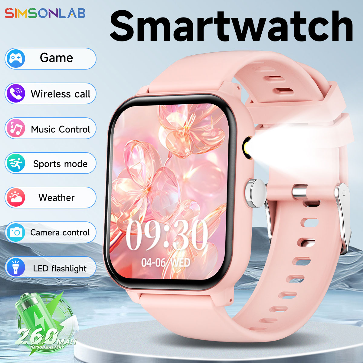 Smartwatch Instagram - ใหม่เกมสมาร์ทวอทช์ 1.83'' โทรผ่านบลูทูธโหมดกีฬาควบคุมเพลง/กล้องไฟฉาย LED แบตเตอรี่ยาวนานสำหรับแอนดรอยด์/ไอโอเอส