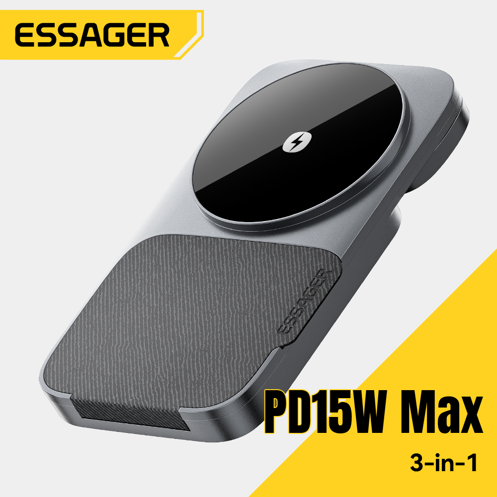 Smartwatch Ac - แท่นชาร์จไร้สายพับได้แบบพกพา Essager 3-in-1 15W แม่เหล็กสำหรับ iPhone