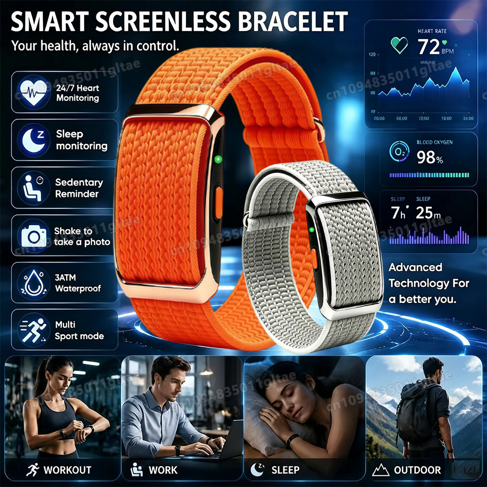 Android Smartwatch Accessories - สมาร์ทแบนด์ ฟิตเนสแทรคเกอร์ กันน้ำ IP68 สมาร์ทวอทช์ วัดอัตราการเต้นของหัวใจ