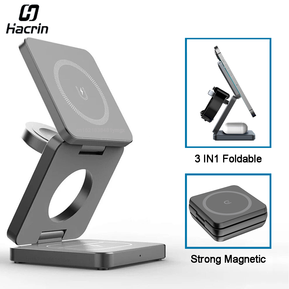 Smartwatch Ac - Wireless Charger 3 ใน 1 แบบพับได้แม่เหล็กสถานีชาร์จไร้สายสําหรับ