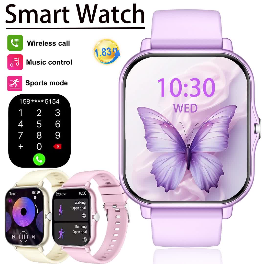 Smartwatch Instagram - สมาร์ทวอทช์ดีไซน์แฟชั่นรุ่นล่าสุด หน้าจอสัมผัสเต็มจอขนาด 1.83 นิ้ว สำหรับผู้ชายและผู้หญิง รองรับการโทรแบบไร้สาย