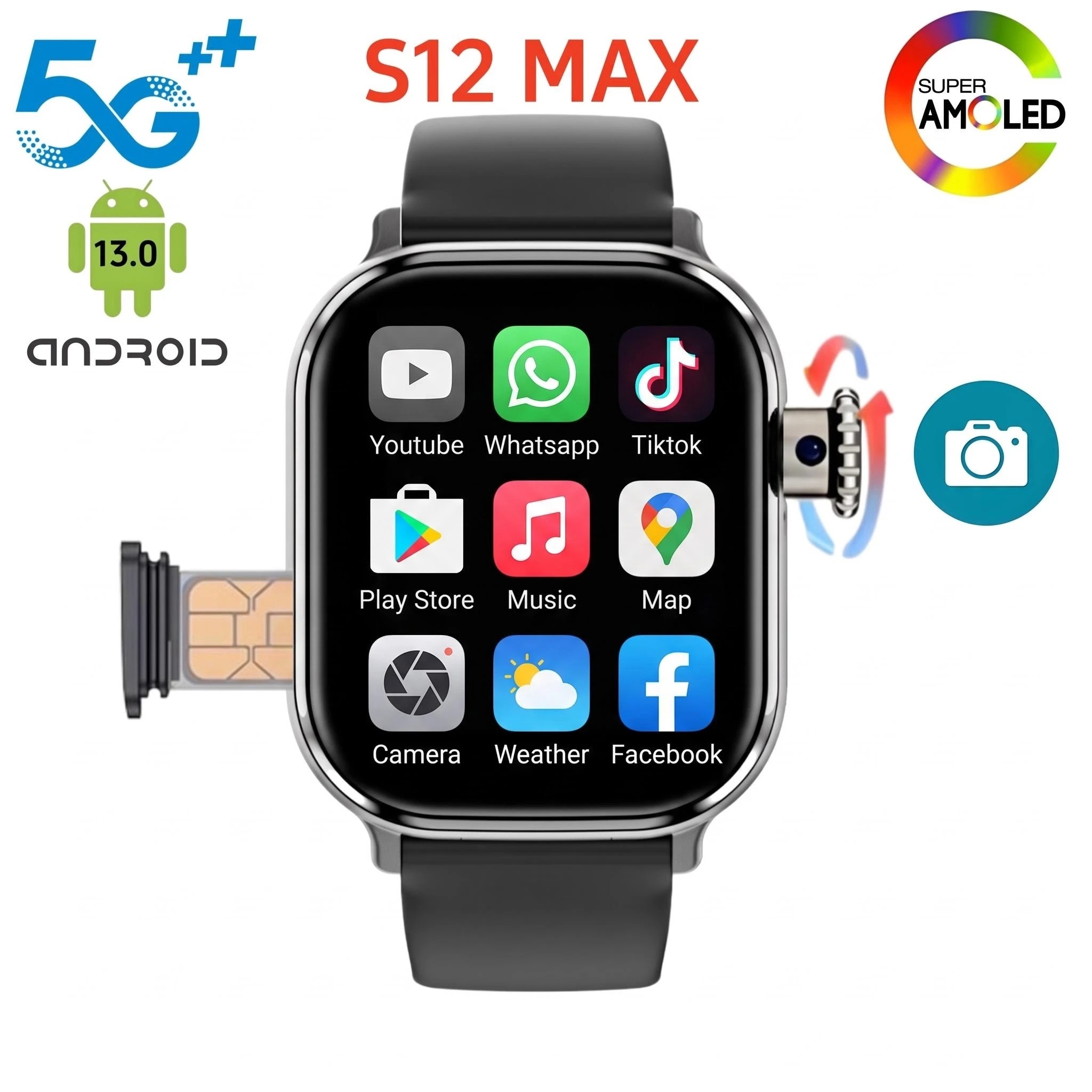 Smartwatch Store - S12 สมาร์ทวอทช์ หน้าจอ AMOLED รองรับ 5G