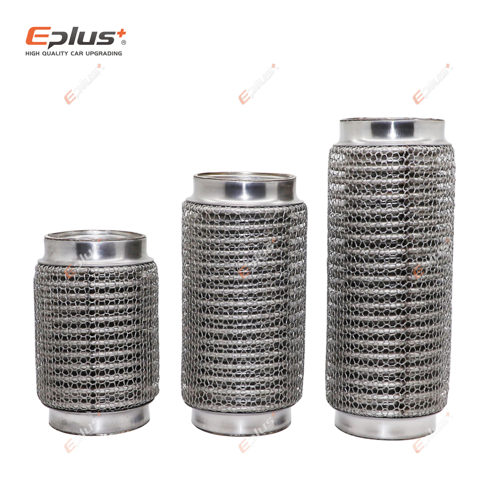 Stainless Mesh Band - ท่อไอเสียรถยนต์อเนกประสงค์ EPLUS แบบยืดหดได้ ข้อต่อแบบยืดหยุ่น ตาข่ายเหล็ก ท่อเก็บเสียงสแตนเลส
