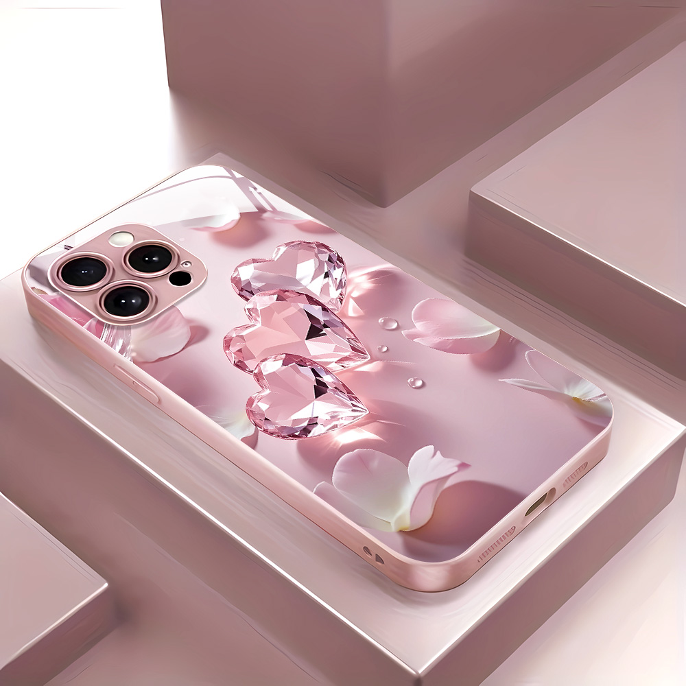 Screen Protector Film - เคสกระจกนิรภัยลายผีเสื้อสีชมพู สำหรับ iPhone 17 Pro Max,
