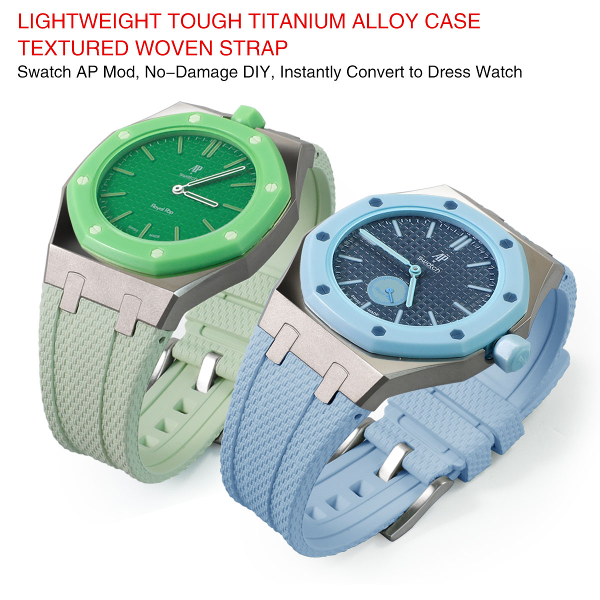 Smartwatch Store - ใช้ได้กับตัวเรือนไทเทเนียมของ Swatch, สายรัดทำจากยางฟลูออโร, อุปกรณ์เสริมสำหรับปรับแต่งนาฬิกา