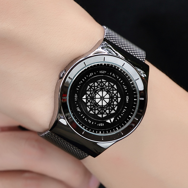 Stainless Mesh Band - Geek นาฬิกาผู้ชาย Minimalist Dial นาฬิกาควอตซ์นาฬิกานาฬิกาหนังตาข่ายนาฬิกาข้อมือชาย Relogio