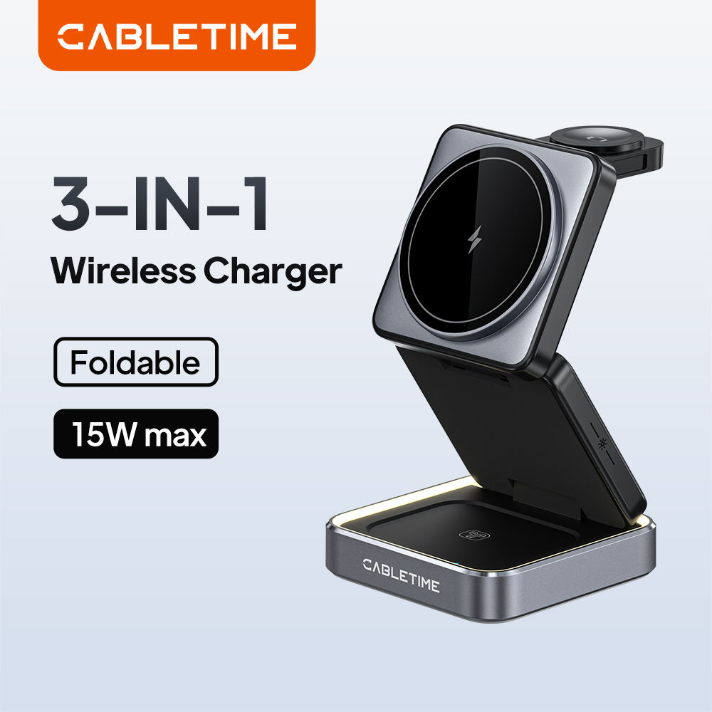 Smartwatch Ac - แท่นชาร์จไร้สายแม่เหล็กแบบพับได้ 3 in 1 สำหรับ iwatch