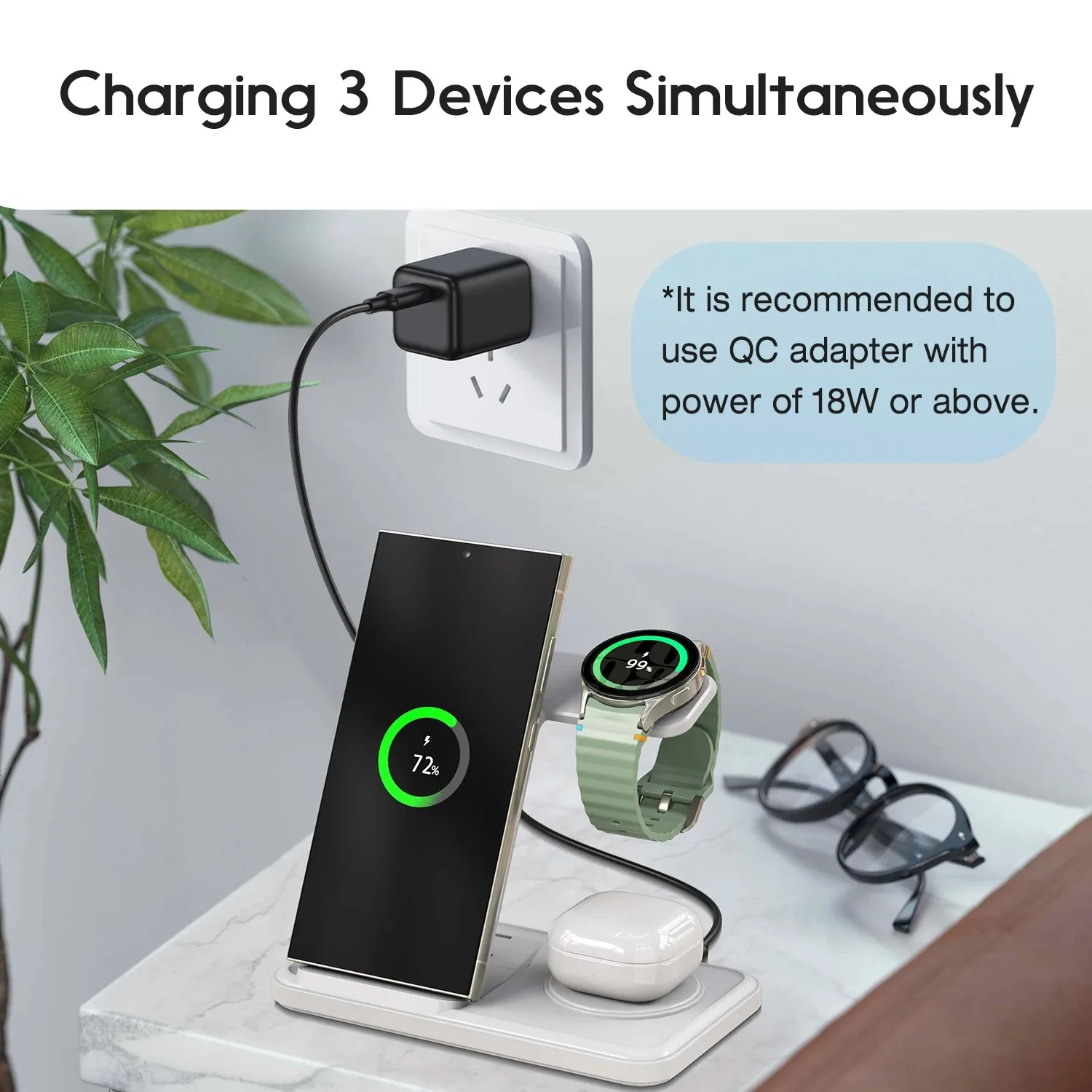 แท่นชาร์จไร้สาย 3-in-1 สำหรับต - Wireless Charger Watch บทวิจารณ์และราคา