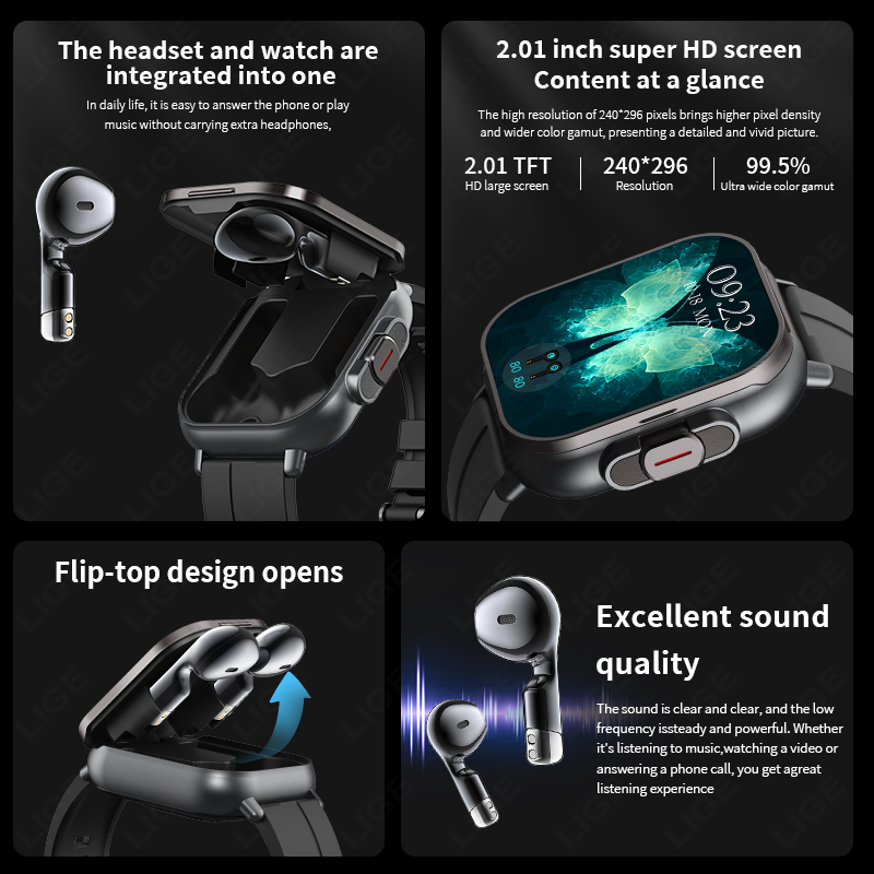 LIGE สมาร์ทวอทช์ 2-in-1 รุ่นให - Smartwatch Headset บทวิจารณ์และราคา