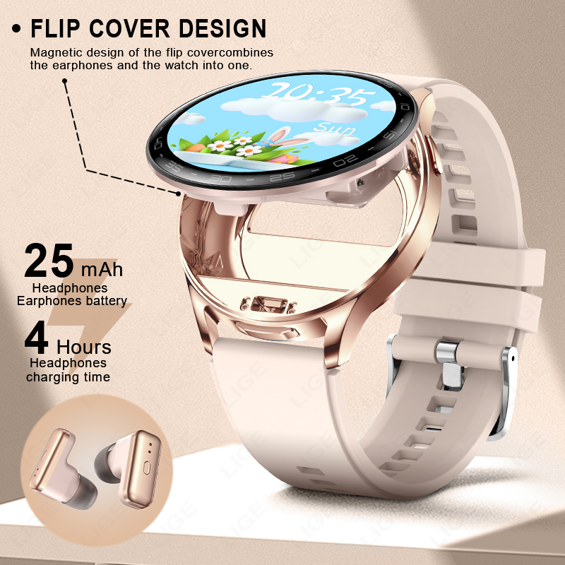 LIGE 2 In 1 TWSชุดหูฟังสมาร์ทน - Smartwatch Headset บทวิจารณ์และราคา