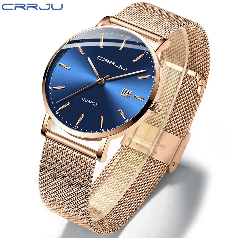 CRRJU นาฬิกาข้อมือผู้หญิง แฟชั - Stainless Mesh Band บทวิจารณ์และราคา