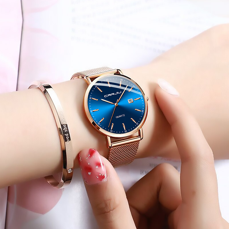CRRJU นาฬิกาข้อมือผู้หญิง แฟชั - Stainless Mesh Band บทวิจารณ์และราคา
