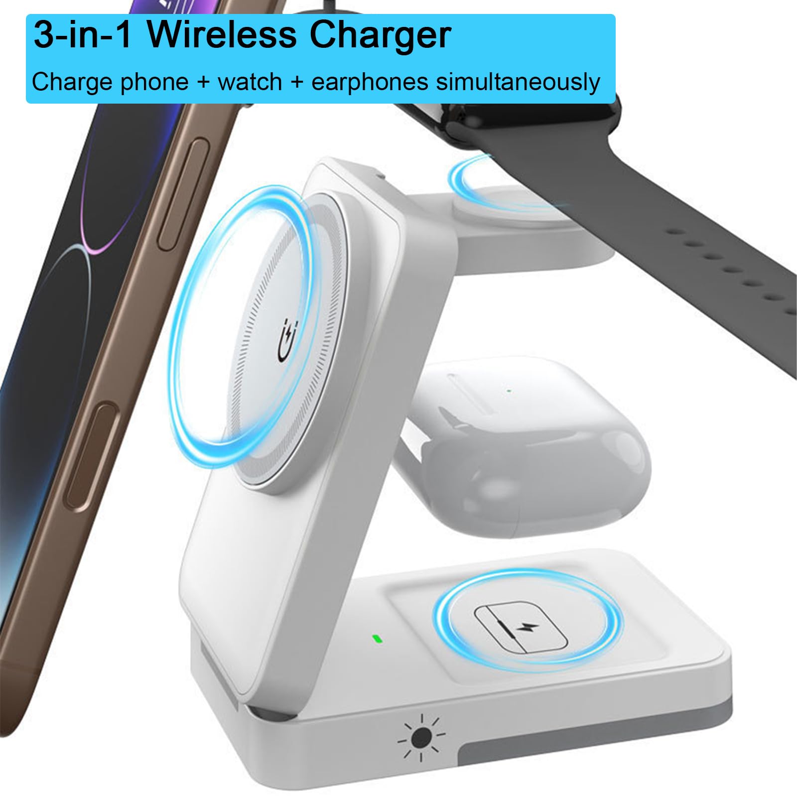 แท่นชาร์จไร้สายแบบพับได้ 3-in- - Smartwatch Ac บทวิจารณ์และราคา