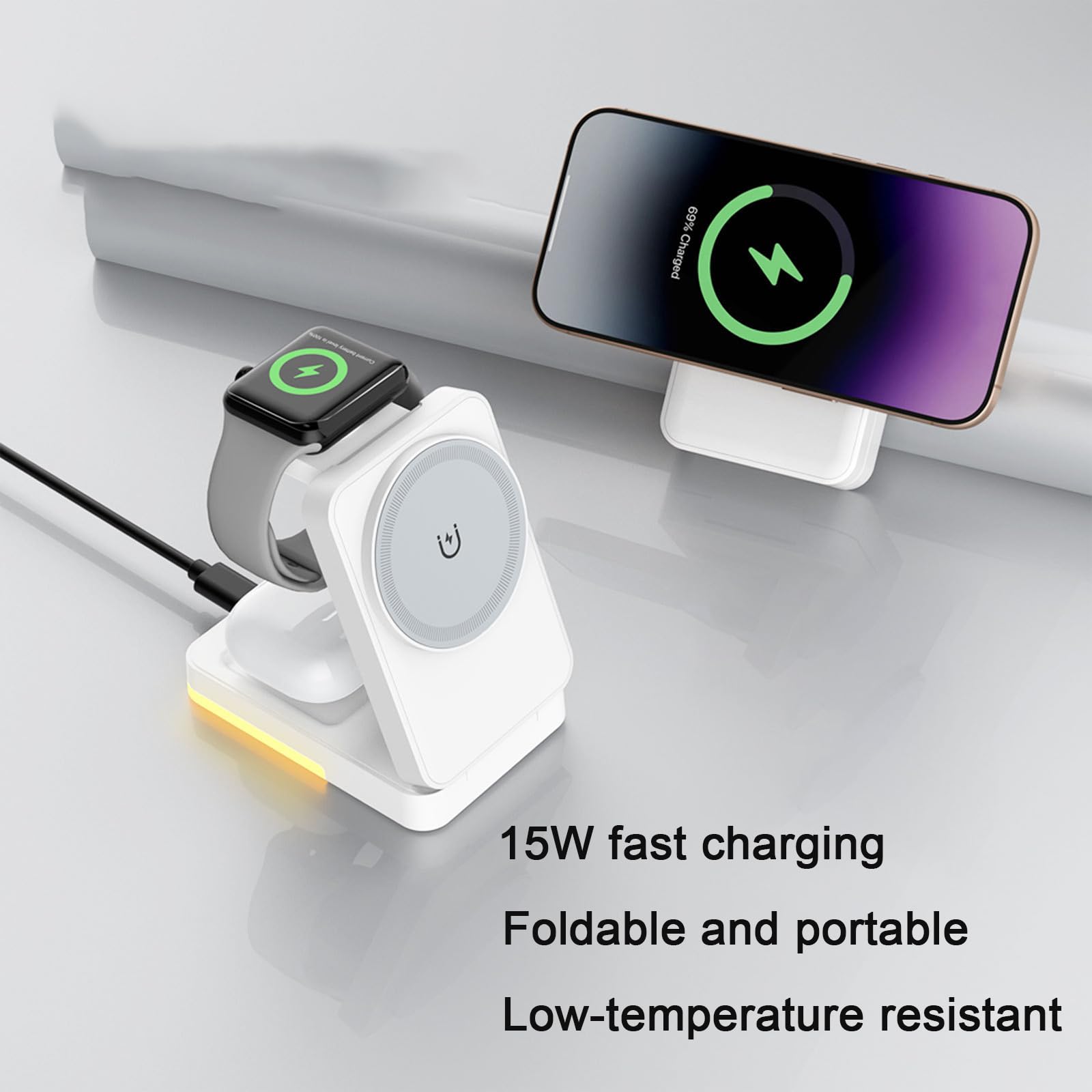 แท่นชาร์จไร้สายแบบพับได้ 3-in- - Smartwatch Ac บทวิจารณ์และราคา
