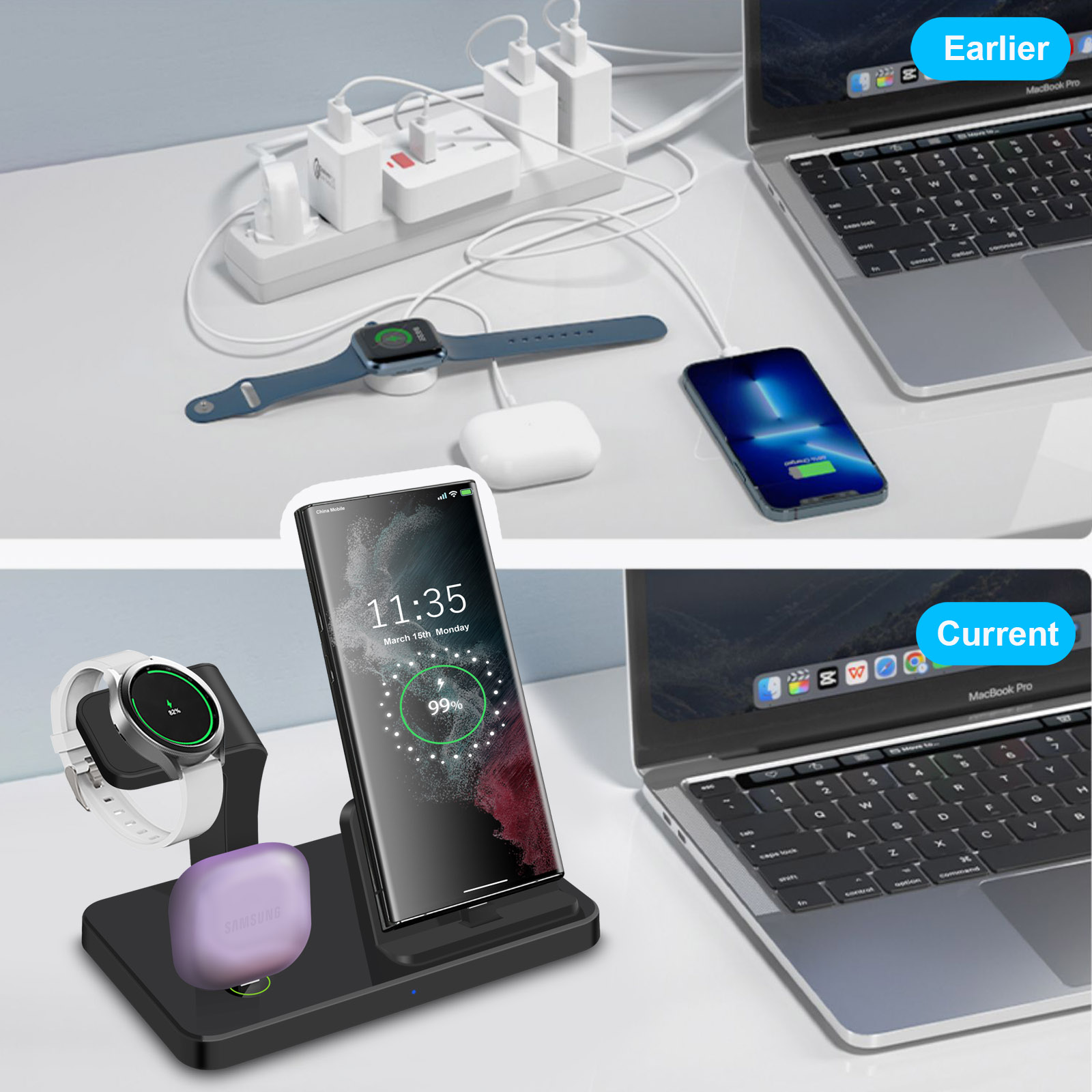 แท่นชาร์จไร้สายแบบ 3 in 1 พร้อ - Smartwatch Ac บทวิจารณ์และราคา