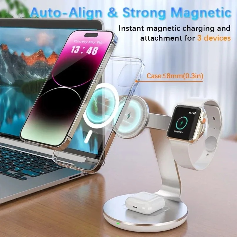 แท่นชาร์จไร้สาย 3 in 1 หมุนได้ - Wireless Charger Watch บทวิจารณ์และราคา