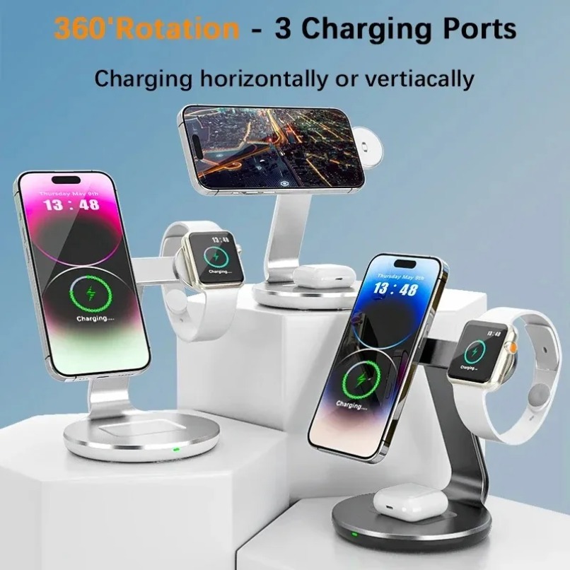 แท่นชาร์จไร้สาย 3 in 1 หมุนได้ - Wireless Charger Watch บทวิจารณ์และราคา