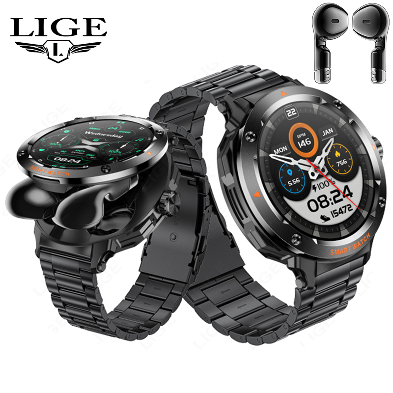 ผู้ชายใหม่ 2 ใน 1 ชุดหูฟังสมาร - Smartwatch Headset บทวิจารณ์และราคา