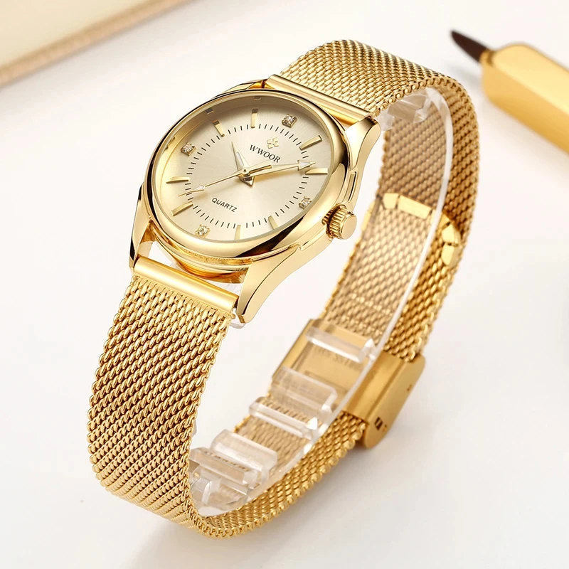 WWOOR แบรนด์หรูชุดทองนาฬิกาสุภ - Stainless Mesh Band บทวิจารณ์และราคา